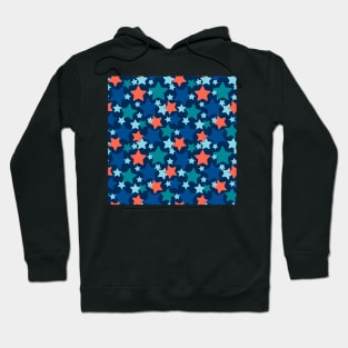 Colorful stars over blue background Hoodie